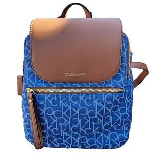 Calvin Klein Elaine Signature Logo Denim Flap Mini Backpack